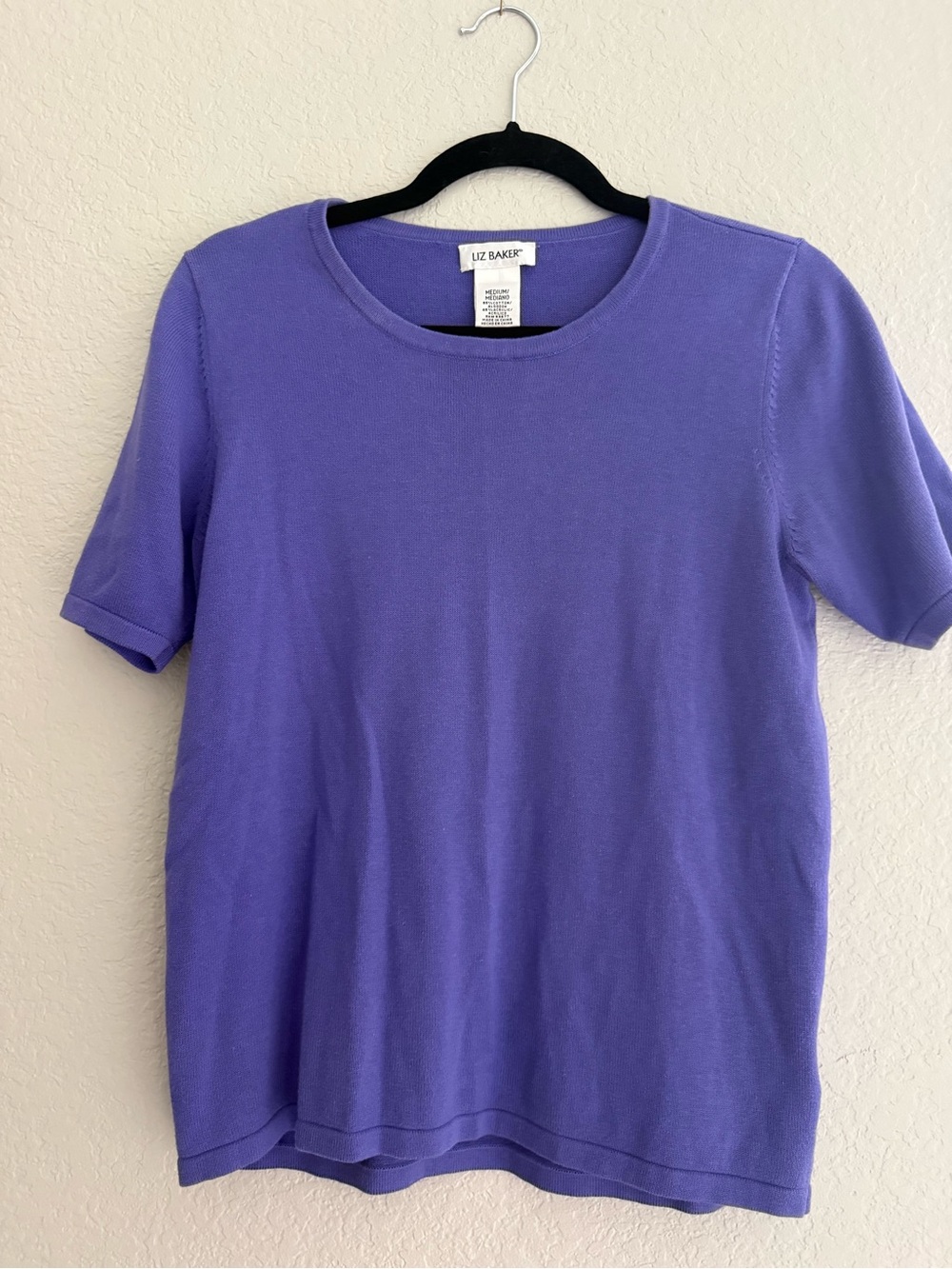 Vintage Liz Baker Purple Short-Sleeve Knit Top